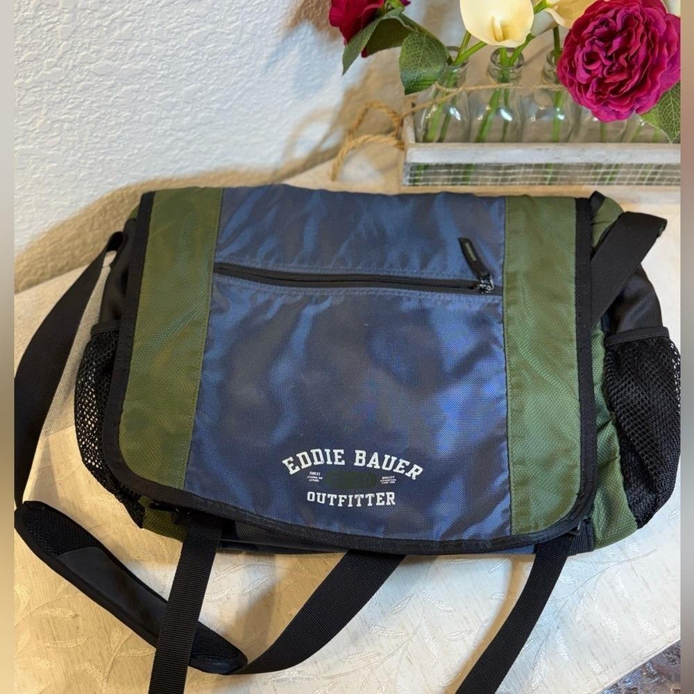 Vintage Eddie‎ Bauer Outfitter EB-20 Messenger Bag Blue Green Black Laptop Case